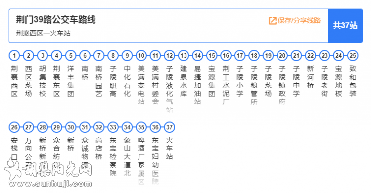 荆襄至荆门39路公交车路线